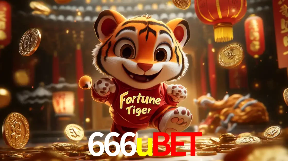 O alegre personagem do Fortune Tiger correndo sobre um caminho de moedas de ouro, simbolizando os grandes prêmios e a diversão do popular jogo de slot do 666ubet.